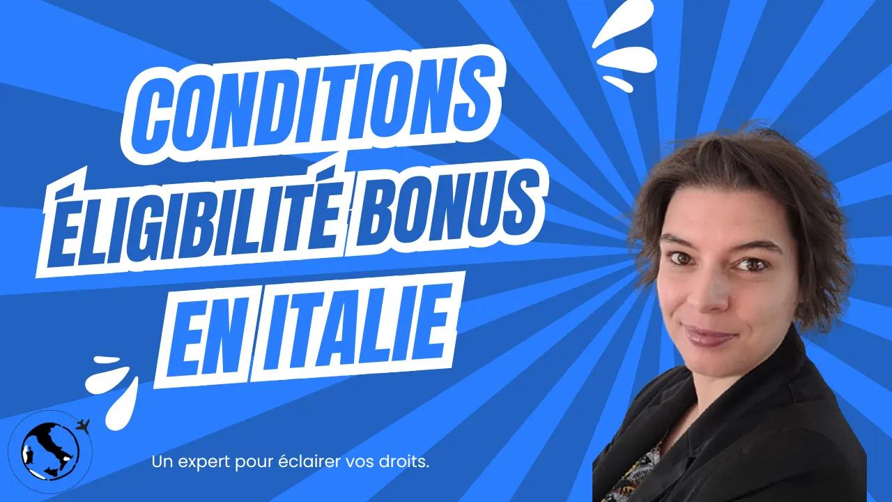 Conditions éligibilité bonus création d'entreprise en Italie