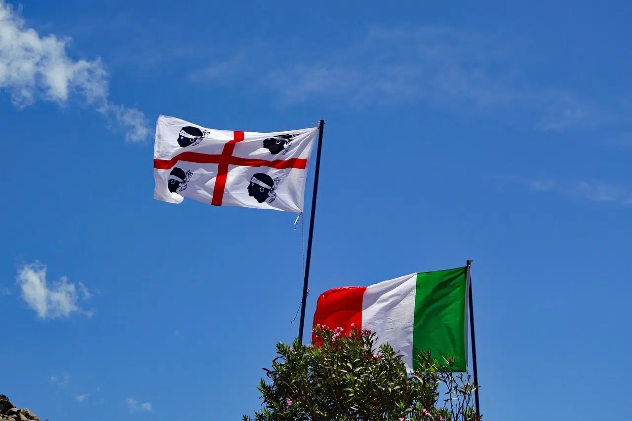 sardinia and italian flag